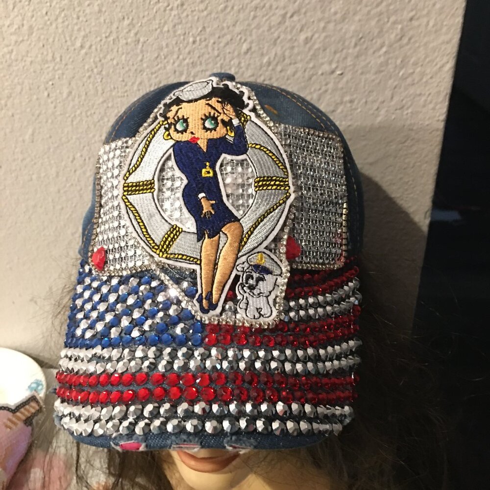 Betty Boop Sailor Patriotic Baseball Cap - NWT Original Handmade
